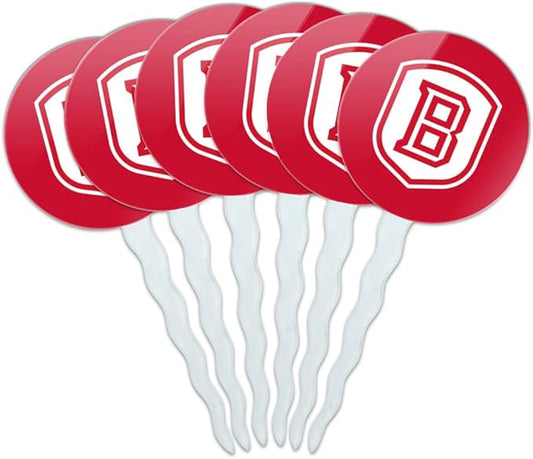 Bradley University Primary Logo Cupcake Picks Toppers Decoration Set of 6