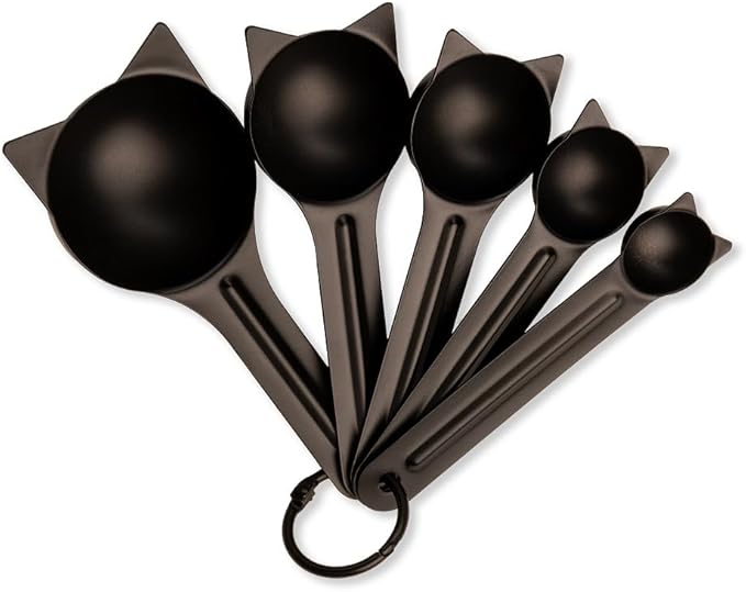 Kikkerland Cat Measuring Spoons, Cat-Shaped Spoons, Set of 5