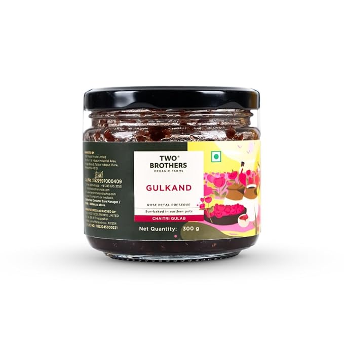 Two Brothers Organic Farms | Natural Gulkand | A Rose Petal Preserve | Sweetened Using Raw Honey | 300gm