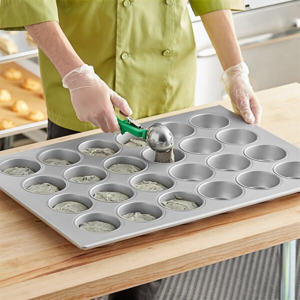 24-Cup Jumbo Muffin Pan, Aluminized Steel, Silver Glazed, 26x18 Inch, Commercial Cupcake Baking Pan with Heavy-Duty Rod, Stackable
