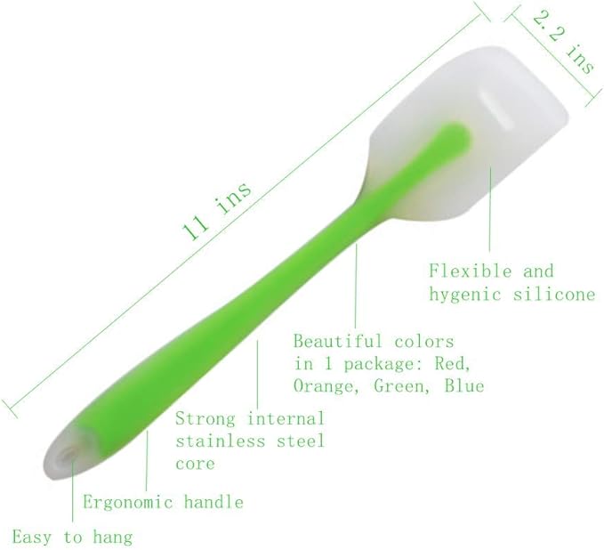 Silicone Spatula Set of 4 - Heat Resistant Flexible Spatula 450F with Stainless Steel Core - Food Grade Premium Good Grip Kitchen Utensils - Seamless, Heavy Duty, BPA Free, Dishwasher Safe