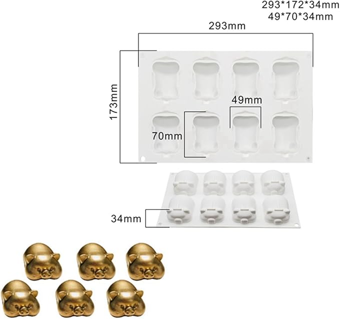 mostsom Silicone Pig Mold Fondant Mold Chocolate Cake MoldMousse Cake Decoration Dessert Baking Mold DIY Candle Model (G_ Pig)