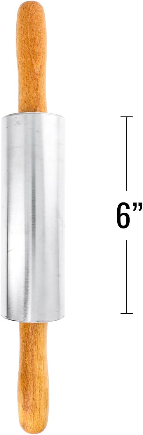 Beille Oak Wood Stainless Steel Barrel Classic Bakers Rolling Pin Baking Supplies Kitchen Essentials (2 Sizes) (13 Inch)