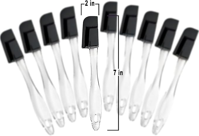 Mini Spatulas Set - 10 Piece Heat Resistant Silicone Spatula - Pro-Grade Multipurpose Kitchen Tool for Baking, Cooking, Mixing, and More - Non-Stick, Dishwasher Safe Bright and Small Spatula - Black