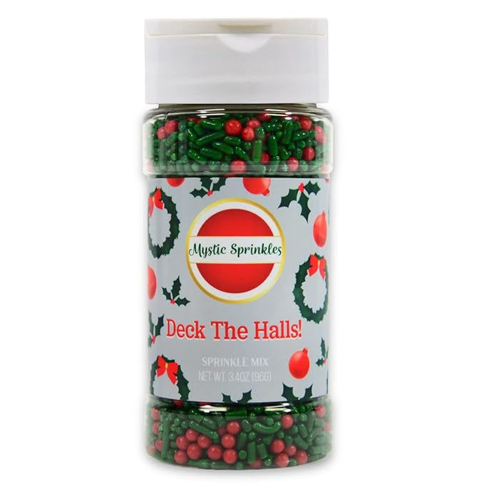 Mystic Sprinkles Christmas Holiday Sprinkle Mixes (Deck The Halls! Sprinkle Mix 3.4oz)