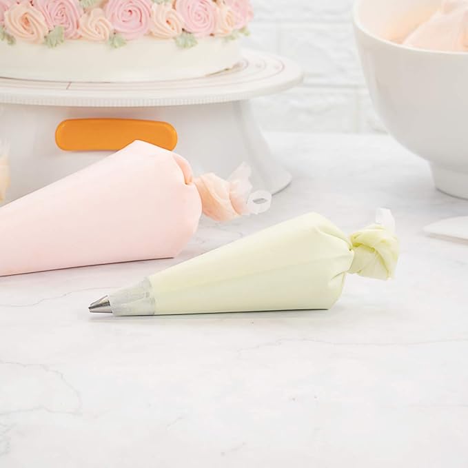 Restaurantware Pastry Tek 10.2 x 6.3 Inch Piping Bags 2 Reusable Icing Bags - Durable White Silicone Pastry Bags Anti Burst Decorate Cakes Cupcakes Macarons Or Cookies