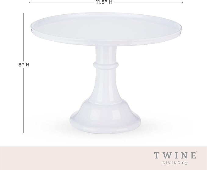 Twine Melamine Cake Stand, Cupcake Display Home Decor Food and Dessert Serving Accessory, 11.5 x 8 Inches, White, Set of 1