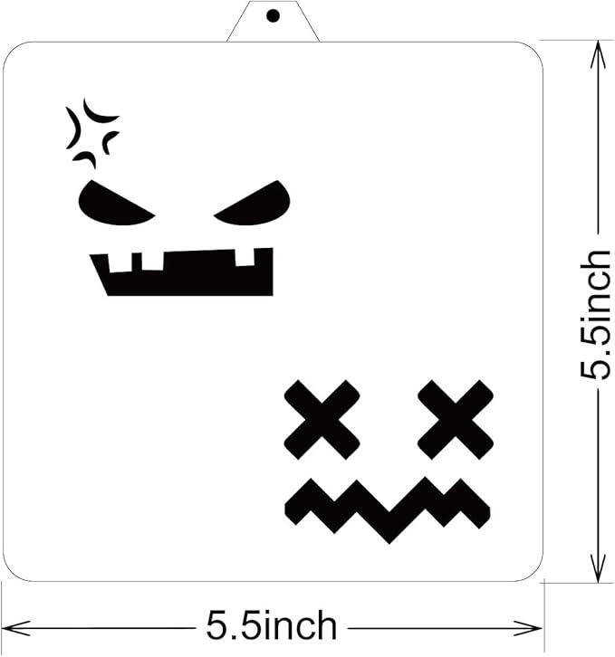 Cookie Cutter and Stencil Set Bundle Kit PYO Cookies Paint Your Own Diy Bakery Fondant Sugar Happy Birthday Wedding Baby Candle Kids Painting Coloring Pages Comb (Halloween Ghost Faces)