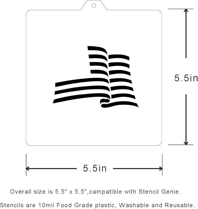 Cookie Cutter and Stencil Set Bundle Kit PYO Cookies Paint Your Own Diy Bakery Fondant Sugar Happy Birthday Wedding Baby Candle Kids Painting Coloring Pages Comb (USA Flag Set)