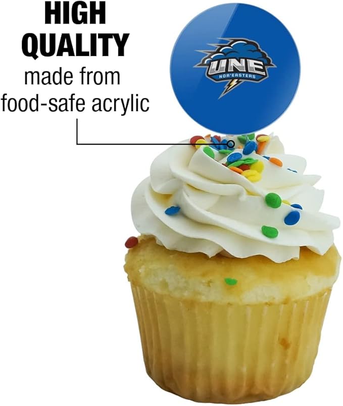 University of New England Primary Logo Cupcake Picks Toppers Decoration Set of 6