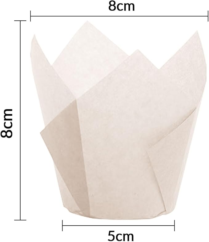 50 Pieces Cupcake Liners for Baking-2-1/4" x 4" Natural,Brown,White 3 colours for Wedding, Birthday Party, Standard Size, Natural Color (White)