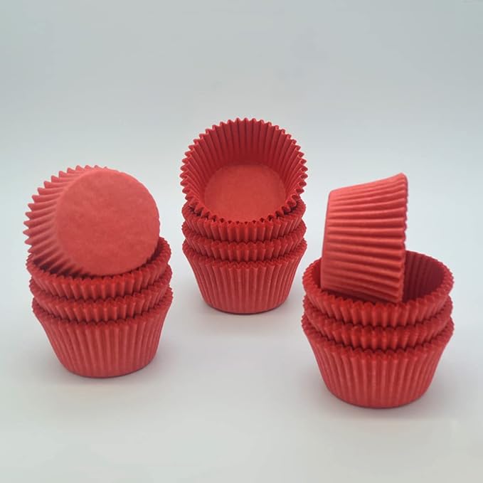 Red Cupcake Liners Standard Greaseproof Paper Baking Cups, 300-Count