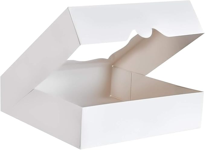 CHERRY 15-Pack 12"x12"x3"White Bakery Boxes with PVC Window for Pie and Cookies Boxes Large Natural Paper Box,Pack of 15