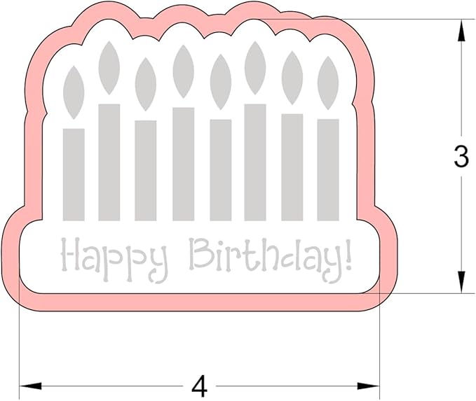 Cookie Cutter and Stencil Set Bundle Kit PYO Cookies Paint Your Own Diy Bakery Fondant Sugar Happy Birthday Wedding Baby Candle Kids Painting Coloring Pages Comb (Happy Birthday Candle)