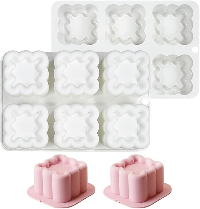mostsom Square Silicone Mousse Cake Mold Easy Using Non-stick Baking Mold for Cake Decorating DIY Bakeware Tools (D_ Square Flower)