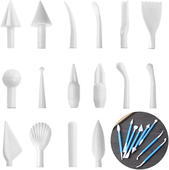 DaKuan Fabulous Cake Scraper Smoother and Fondant Kit - 6 Pcs Decorative Scrapers Polisher and 16 Pcs Modeling and Sculpting Tools