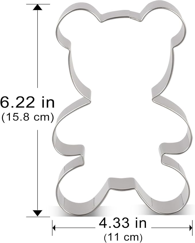 LILIAO Teddy Bear Cookie Cutter for Baby Shower - 4.33 x 6.22 inches - Stainless Steel