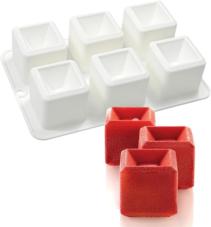 mostsom Silicone Mold Mousse Molds 3D Concave Square Shape Silicone Mould 3D Brownie Pudding Mousse Chocolate Dessert DIY Baking Cake Decoration Tool (F_ Concave Square)