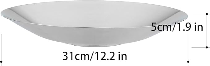 SANQIAHOME 18/8 Staniless Steel Large Serving Bowls,31cm/12.2 in,mixing-bowls pasta-bowls salad-bowls Silver