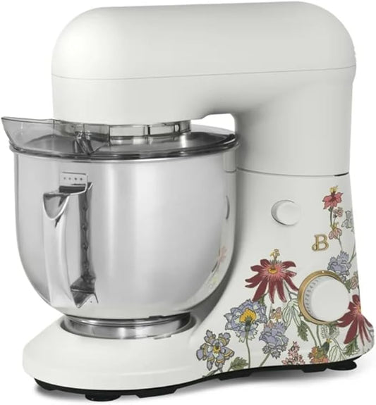 Beautiful 5.3QT 300W Stand Mixer with 12 Speeds, Tilt-Head, Splash Guard & Dishwasher-Safe Accessories, Soft Matte Finish – Mixes Up to 9 Dozen Cookies (Wildflower White Icing)