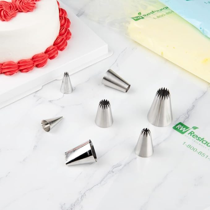 Restaurantware Pastry Tek Piping Tip 1 Open Star Decorating Tip - #6B Dent-Resistant Stainless Steel Icing Tip Dishwasher-Safe Decorate Cupcakes Cakes or Cookies