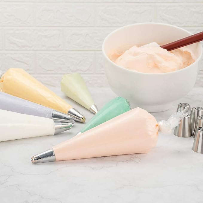 Restaurantware Pastry Tek 18 Inch Piping Bags 100 For Icing Pastry Bags - Disposable Food Grade Clear Plastic Decorating Bags Non Slip For Frosting Cupcakes Cakes And Pies