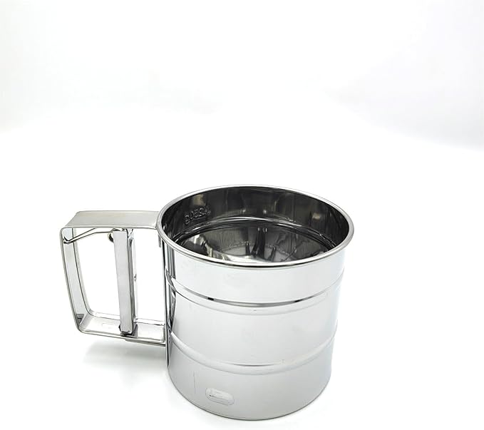 Flour Sifter,Upgraded 3-Cup Flour Sifter for Baking, One-Hand Press 3-in-1 Sifter with Double-Layer Fine Mesh, Stainless Steel Flour Sieve Baker for Quick Sifting and Super Smooth Dough Dusting