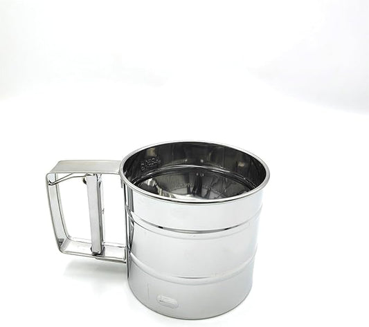 Flour Sifter,Upgraded 3-Cup Flour Sifter for Baking, One-Hand Press 3-in-1 Sifter with Double-Layer Fine Mesh, Stainless Steel Flour Sieve Baker for Quick Sifting and Super Smooth Dough Dusting
