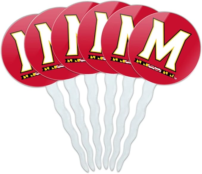 University of Maryland Primary Logo Cupcake Picks Toppers Decoration Set of 6