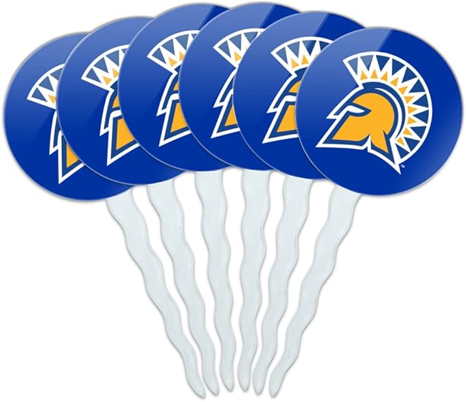 San Jose State University Primary Logo Cupcake Picks Toppers Decoration Set of 6