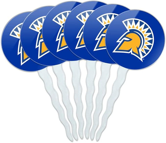 San Jose State University Primary Logo Cupcake Picks Toppers Decoration Set of 6