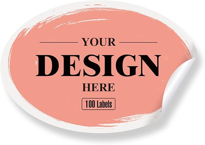 Custom Stickers Personalized Labels - Customized Stickers with Any Design Image Logo Text,Custom Thank You Label Stickers,Custom Stickers for Business Logo,100 Labels (Oval,4"x2")