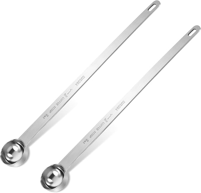 2 PCS 1tsp Long Handle Measuring Spoons 1 Teaspoon Stainless Steel Measuring Spoon 5ml Long Handle Teaspoon Metal Measurings Spoons for Coffce, Tea, Cooking, Baking, Kitchen (Silver)