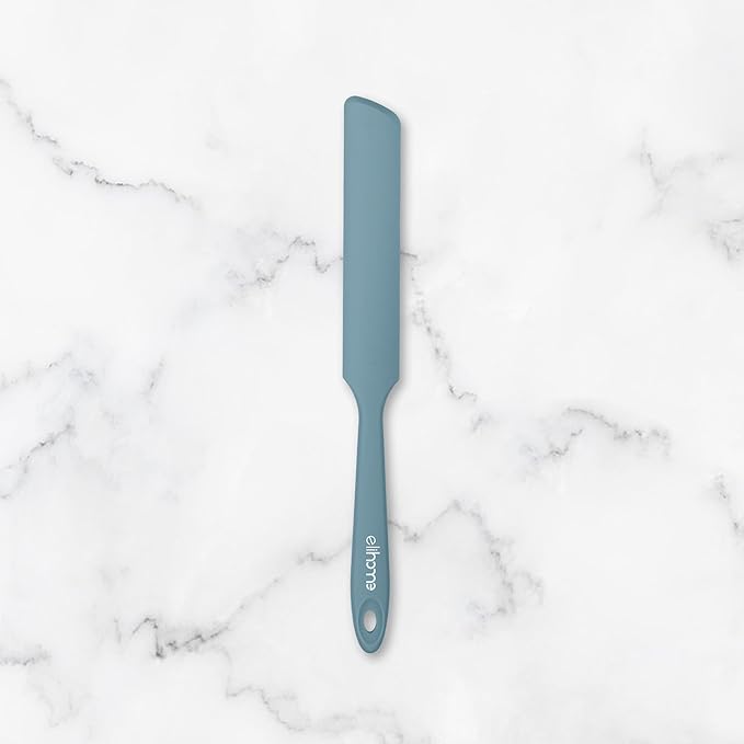 Elihome Skinny Silicone Jar Spatula Spreader, BPA Free,Heat-Resistant Scraper, 10in Long Narrow Stirring Stick, Seamless Flexible Peanut Butter Spreader for Scraping Icing and Jam (Slate)