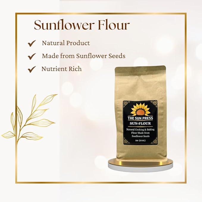 The Sun Press Sunflower Flour, Natural Cooking & Baking Flour, 2 lb (32 oz)