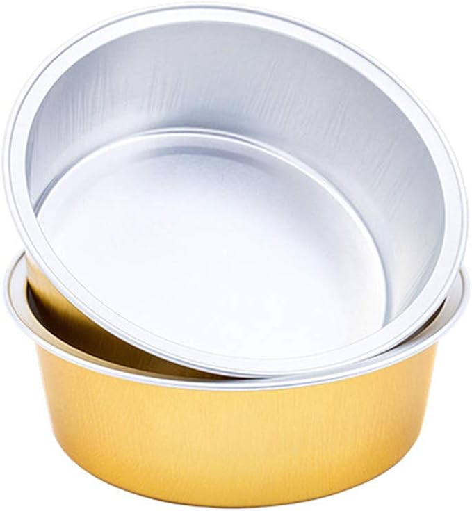 KEISEN 3 4/5" Disposable Aluminum Foil Cups 150ml 5oz 100/PK for Muffin Cupcake Baking Bake Utility Ramekin Cup 100/PK (gold)