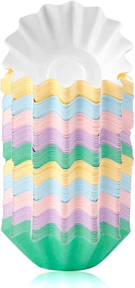 100 PCS Baking Cups Cupcake Liner Flared Brioche Standard Muffin Wrappers Greaseproof Coated Paper Cup for Wedding Birthday Holiday Party or Baby Shower (Mix Colors)