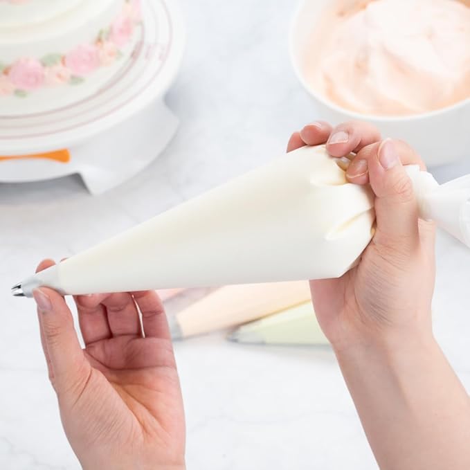 Restaurantware Pastry Tek 16 x 8.9 Inch Piping Bags 2 Reusable Icing Bags - Durable White Silicone Pastry Bags Anti Burst Decorate Cakes Cupcakes Macarons Or Cookies