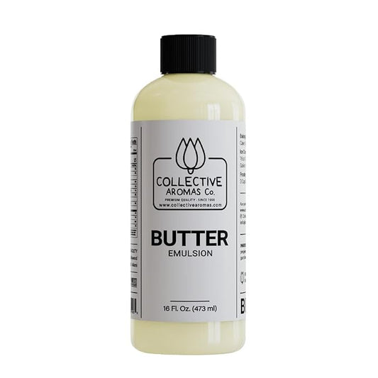 Butter Emulsion for Baking - Natural Flavoring Blend for Cookies, Cakes, Ice Cream, Smoothies, Beverages & More - 16 fl oz Kosher, Pure Butter Emulsion by Collective Aromas Co.
