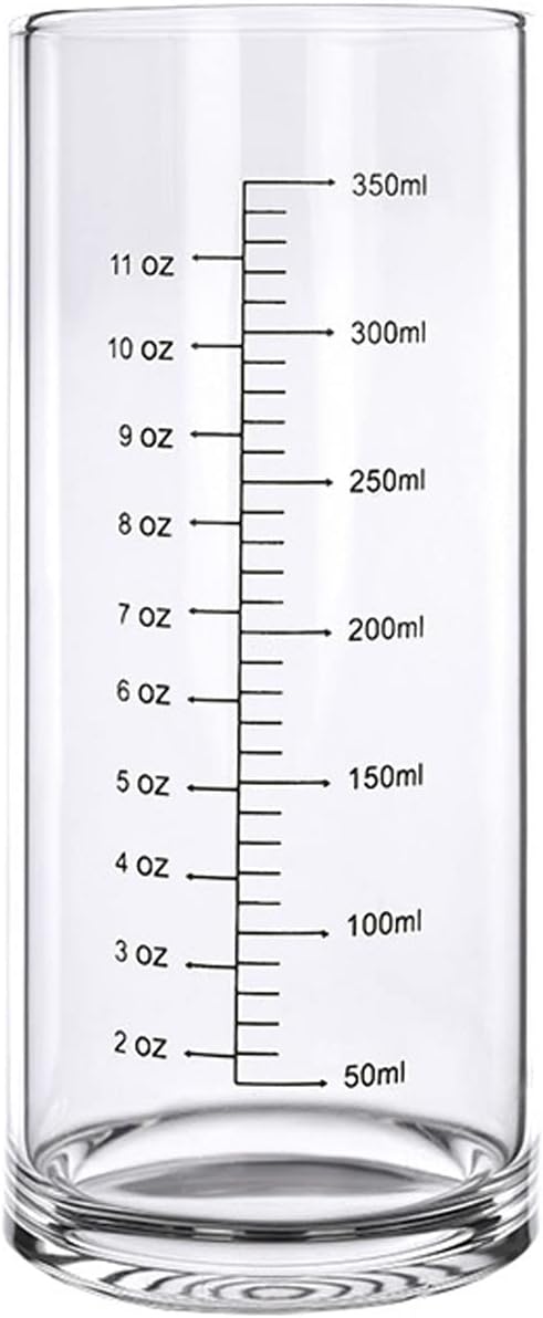Graduated Glass Drinking Cup, High Borosilicate Glass Measuring Cup for Elderly, Beginners, Weight Loss, Straight Clear Glasses with Measurements for Water, Milk, Juice, Milkshake, Coffee (350 ml)
