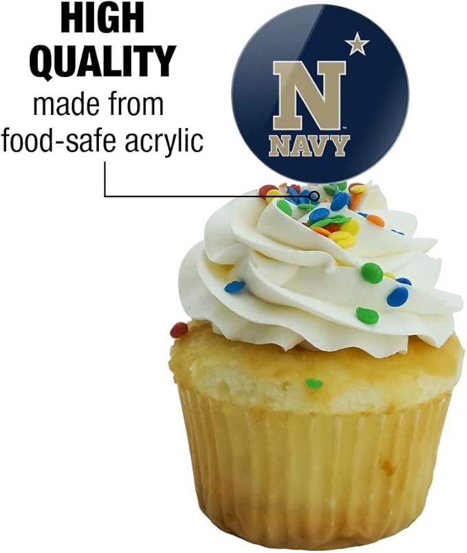 US Naval Academy Primary Logo Cupcake Picks Toppers Decoration Set of 6