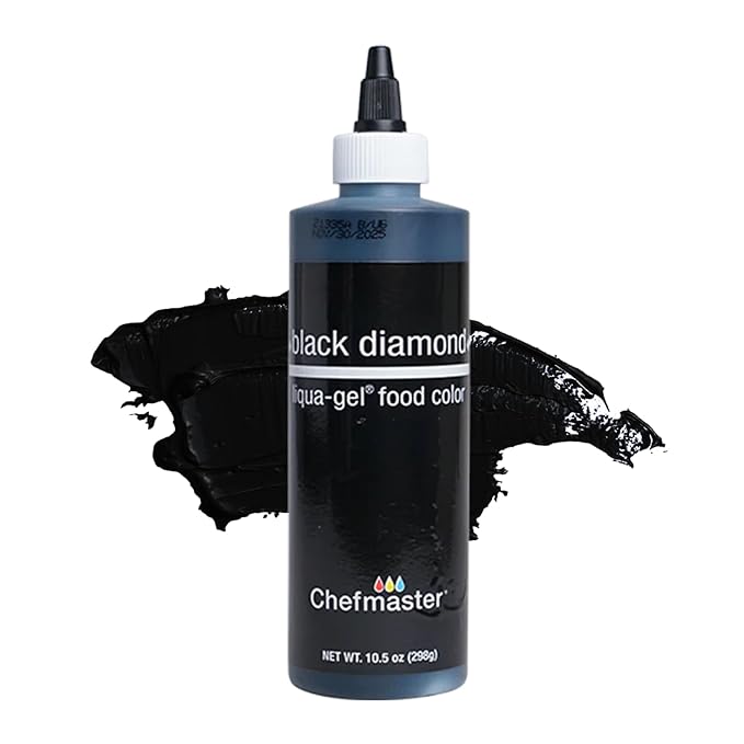 Chefmaster Black Diamond Liqua-Gel® Food Coloring | Vibrant Color | Professional-Grade Dye for Icing, Frosting, Fondant | Baking & Decorating | Fade-Resistant | Easy-to-Use | Made in USA | 10.5 oz