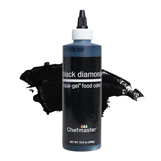 Chefmaster Black Diamond Liqua-Gel® Food Coloring | Vibrant Color | Professional-Grade Dye for Icing, Frosting, Fondant | Baking & Decorating | Fade-Resistant | Easy-to-Use | Made in USA | 10.5 oz