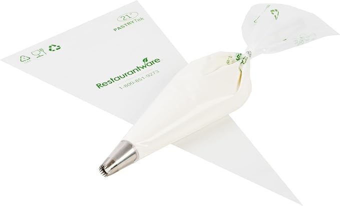 Restaurantware Pastry Tek 21 Inch Piping Bags 100 For Icing Pastry Bags - Disposable Food Grade Clear Plastic Decorating Bags Non Slip For Frosting Cupcakes Cakes And Pies