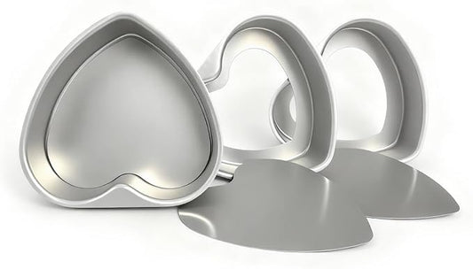 3 Pack 8 Inch Heart Shaped Cake Pans, Durable Anodized Aluminum Heart Cake Pans, Ideal for DIY, Birthdays & Weddings, Baking Pans Chiffon Cake Mold for Oven Baking(8" Removable Bottom)
