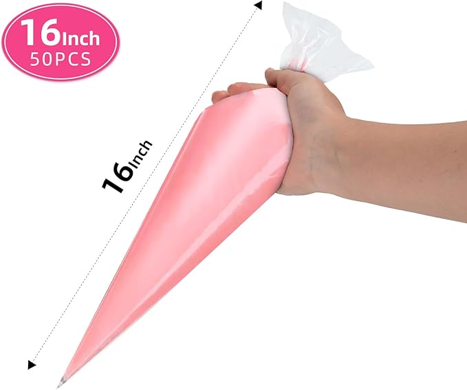 16 Inch Piping Bags Disposable, 50 Pcs Large Pastry Bags, Icing Bags, Cake Decorating Bags, Decorating Bags Large Piping Bags, Frosting Bags