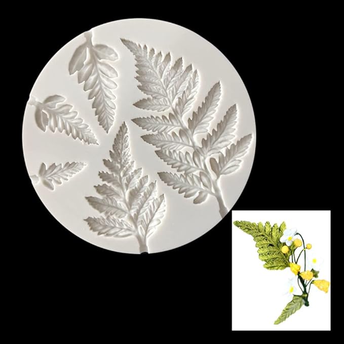 Leaf Silicone Mold Rose Flower Fondant Molds DIY Cake Decorating Tools Sugarcraft Candy Resin Clay Chocolate Gumpaste Moulds (3.8 x 3.8 x 0.24 inches)