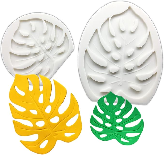 Leaf Silicone Mold Rose Flower Fondant Molds DIY Cake Decorating Tools Sugarcraft Candy Resin Clay Chocolate Gumpaste Moulds (2pcs(9 * 11cm,7.2 * 6.6cm))