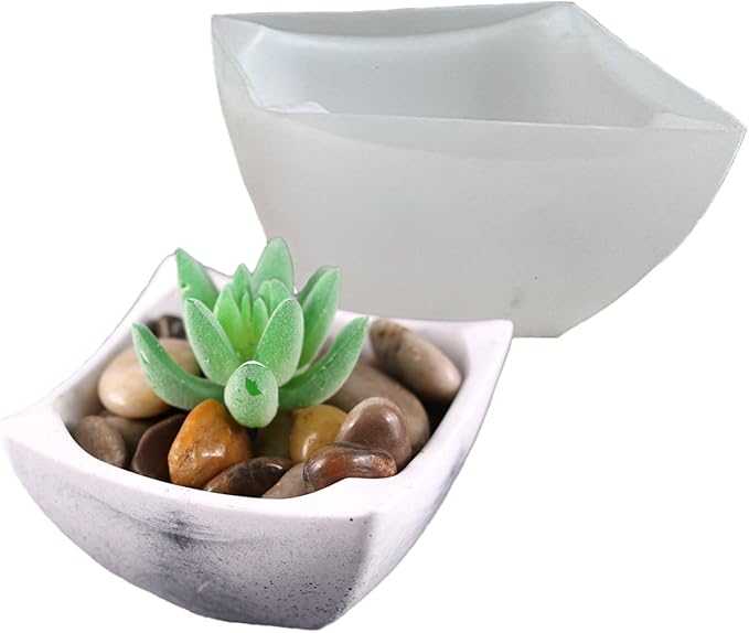 Square Concrete Flower Pot Silicone Mold Succulent Planter Vase Cactus Mold Epoxy Resin Plaster Cement Clay Mould