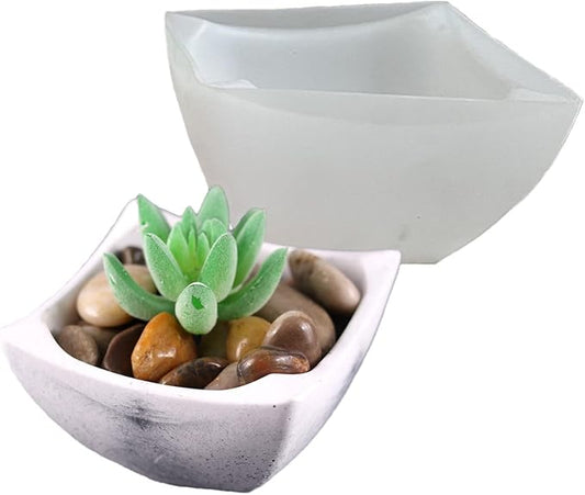 Square Concrete Flower Pot Silicone Mold Succulent Planter Vase Cactus Mold Epoxy Resin Plaster Cement Clay Mould